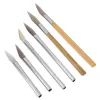 Équipements 6pc couteau à bordure d'agate burnisher set artisanat outils de polissage sculpteur métal précieux avec manche en fer en bambou accessoire d'outils de bijoux