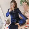 Sexy Pyjamas Pajamas Sets Women Sexy Silk Women Pijama Sets Sleepwear Long-Sleeve Cardigan Suit Female Ice Silk Home Clothing Nightwear 2pcs 240410