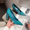 Pumps 2023 Nieuwe vrouwen pompen pu high hakken schoenen modekantoor schoenen dikke hiel feestschoenen vrouwelijk comfort vrouwen hakken