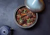 Bols Tajine marocain marmite en fonte émaillée Tajine avec couvercle fermé en forme de cône en céramique 3,3 QT (bleu pierre)