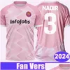 Jerseys de football 2024 Porcinos FC Nadir Jacobo O.Coll Dorkis Accueil Chemise de football couleur poudre à manches courtes Aldt Uniformes Drop Delivery S Ots5A