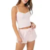 A9x0 sexy pyjama's vrouwen sexy tweedelig korte set kanten frim cami top en lage taille shorts y2k 2 -stuk gebreide set slaapkleding 2404101