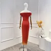 Casual Jurken Collectie 2024 Rode Lente Zomer Effen Sexy Mouwloos Uit De Schouder Ruglooze Diomands Bodycon Strapless Vrouw Midi Jurk