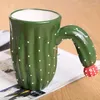 Tassen, Weihnachtsgeschenk, handgefertigt, kaktusförmige Keramik-Massage-Kaffeetasse, große Tasse (grün, weiß)