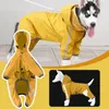 Cão vestuário capa de chuva com capuz com tira reflexiva elegante solto impermeável casaco traje ao ar livre casual quatro pernas k1n6