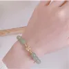 Странды натуральные гетианские нефритовые бусины благословения подвесной цепной браслет женщины Ручная работа регулируемое нишевое дизайн