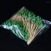 Couverts jetables 100 pcs bambou cueillent les fruits alimentaires cocktails de cure-dents faits à la main