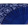 Estatuetas decorativas verão chinês ventilador de mão dobrável tecido flor padrão floral azul festa de casamento presente