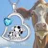 Pendant Necklaces Cute Fashion Cow Love Rhinestone Heart Pendant Necklace Childrens Day Christmas Birthday Party Perfect Gift for Girls Boys 240330