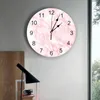 Orologi da parete Orologio in marmo rosa Design moderno Decorazione soggiorno Cucina Orologio muto Decorazione interni per la casa