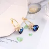 Boucles d'oreilles pendantes en résine cristal Unique pour femmes, accessoires de bijoux à la mode en laiton, couleur or, fleur, océan, cœur, goutte