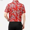 Men's Plus Tees Polos Mens Ice Silk Blouse Tops 2022 Summer Fashion Floral Printed Clothing Short Sleeve Male Cool Flowers Dress Shirt yq240401