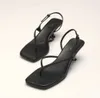 The row shoes French word with sandals leather toe clip square kitten heel back empty summer middle heel3