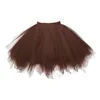 Skirts 2024 Women's Chiffon Tulle Skirt Sweet Pink Hoopless Underskirt Pleated Dance Tutu Mini Female Puffy Prom Pettiskirt