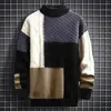 Menströjor Male Fall och Winter Casual Patchwork Color Sweater Retro College Style Lazy Wind Long Sleeped Puff Coat Drop Delivery Dhu4s