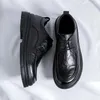 Повседневная обувь 2024, весна-осень, британский стиль, мужская натуральная кожа, черный Hombre, деловое повседневное платье высокого качества на шнуровке