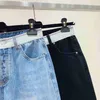 Pantalones vaqueros elásticos de doble cintura para primavera y verano, pantalones rectos con botones personalizados para mujer