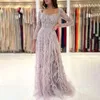 Wasisi Arabic Pink Sexy High Split Beaded Luxury Dubai Long Evening Dresses Gowns For Women Wedding Party ELA71917 240401