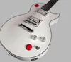 Kill Switch Buckethead Signature Alpine White Electric Guitar Red Button Arcade Button, Baritone 24 Jumbo Frets, Metal Tuilp Tuners