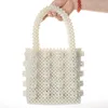 Bag Pearls Beaded Box Totes Women Party Vintage Handbag 2024 Summer White Hand Wholesale Drop