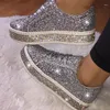 Chaussures de Fitness printemps-automne pour femmes, baskets plates confortables à lacets avec strass, résistantes à l'usure, à la mode, 2024