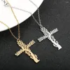 Collares colgantes Árbol de la vida de acero inoxidable Collar cruzado Vine Winding Jesús Crucifijo para hombres Mujeres Joyería Regalos religiosos