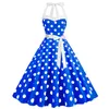 Robes décontractées Vintage Polka Dot Femmes Été 2024 Robe Hepburn Style Sexy Halter Sundress Swing 50s 60s Office Party Robe de bal Pinup