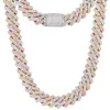 Passera diamanttestare 20mm 3 toner 14k 18K guldpläterad 925 Sterling Silver Lab VVS Moissanite Iced Out Cuban Link Chain