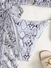 Domowe odzież kąpielowa z spodniami plażowymi węża skóra potargana bikini żeńska kostium kąpielowy Kobiety trzyczęściowe zestaw kąpieli Kąpiel Kąpiel K4103