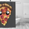 Cortinas de chuveiro Happy Pizza Slice Cortina 72x72in com ganchos DIY Padrão Decoração de banheiro