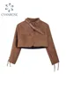 Women's Jackets Women Brown Leather Short Jacket Coat Vintage PU Motorcycle Fashion Streetwear Korean Loose Outerwear Pippie Clothes 2024