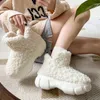 Casual Shoes Women's High-Top Snow Boots tjocka botten Vulcanize Winter Warm Plush Cotton Slippers Female Korean Version Simple