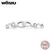 Wostu Real 925 Sterling Silver Wedding Jewelries AAA Zircon Dingle Hook Earrings For Women Long Drop Pendientes Luxury Jewelry 240401