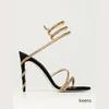 Rene Caovilla cristal incrusté motif serpent mince sandales à talons hauts pour chaussures de soirée pour femmes talons hauts sandales de créateurs de luxe à la mode