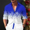 Heren overhemden Sneeuwvlok Casual overhemd Kerstmis Herfst en winter Lange mouwen Blauw XS-6XL Vierwegstretchstof