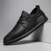 Casual Schuhe Männer Leder Lace Up Mann Frühling Herbst Mode Einfache Outdoor Trend Flache Für Oxfords Schuhe