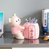 装飾的な置物Zhaocai Bear Penholder Decoration Home Light Luxury High End Living Room Makeup Brush Storage Children's Housewa