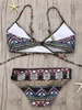 Kobiety stroju kąpielowego 2022 Seksowne bandaż Aztec Biquini String Strappy Swimsuit Plaży garnitur kąpielowy Brazylijski bikini J240330