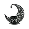 Portacandele 652F Eid Candeliere in metallo a forma di luna Ornamento da tavolo per la casa per soggiorno vetrina camera da letto