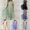 Casual Dresses 2024 Women'S Fashion Urban Knitted Patchwork Summer Mid-Waist V-Neck Womenswear Sweet Style Clothes Vestidos