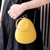 Yellow PU Leather Handbags Female Cute Strawberry Shape Chain Shoulder Bags Luxury Evening Party Clutch Purse Bolsas De Mujer 240315