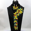 Ensemble collier et boucles d'oreilles pour mariées, accessoires de mariage, fleurs, perles africaines, pendentif en dentelle, ABL497