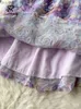 Grundläggande avslappnade klänningar Singreiny Mesh Flower Square Neck Dress Summer Women French Style Zipper Elegant Rygglösa damer Purple A Line Midi YQ240402