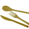 Flatware Sets Japanese Style Bamboo Jam Cutlery Set Natural Spoon Fork Knife Dinnerware LX8524