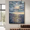 Sunset Sea Ripples Canvas Art Frameless Hand Painted Hand Painted Abstract Oil Painting Art Wall Decor Textured Artwork Extra Large Mural For Living Room Bedroom