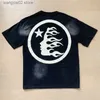 Homens camisetas Y2K Reino Unido Broca Hip Hop Estilos Hellstar Mens Womens T-shirt 100% Algodão Carta Impressão Padrão Respirável Confortável Skater Estilo T240401