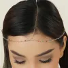 Hårklämmor Barrettes Qiamni Fashion Boho Crystal Head Chain Elegant Headpiece Bling Bridal pannan Böhmen smycken Tillbehör Drop D Dhqgo