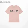 Lanvis T -skjorta Herrarna SS24 Designer Lanvis Curb T Shirt Luxury Women's Beige Speckle Alphabet Print Fashion Casual Loose Half Sleeve White Lanvis Clothing 4496