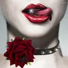 Halsband Schwarz Verstellbare Leder Punk Gothic Kragen Halsketten Sexy Rose Spinne Halloween Kostüm Schmuck Zubehör Für Frauen