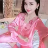 L03X Sexy Pyjamas Ice Silk Kawaii Clothes Women Sleepwear Sexy Big Size Pajama Sets Lace Loungewear Set Korean Fashion Loose Spring Autumn Pajamas 2404101